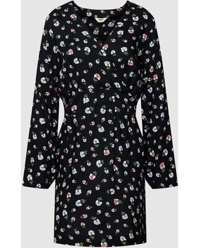 Object Mini-jurk Met Bloemenmotief - Zwart