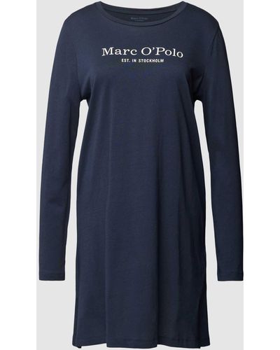 Marc O' Polo Nachthemd Met Labelprint - Blauw