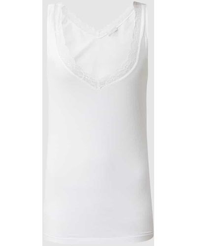 Hanro Unterhemd mit Spitze Modell 'Cotton Lace' - Weiß