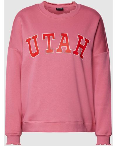 Pieces Sweatshirt mit Motiv-Print Modell 'MALIAH' - Pink
