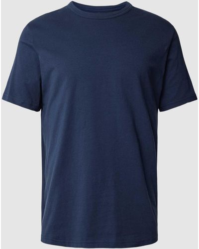 Marc O' Polo T-Shirt mit geripptem Rundhalsausschnitt - Blau
