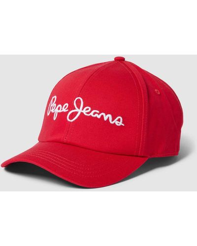 Pepe Jeans Basecap mit Label-Stitching Modell 'WALLY' - Rot