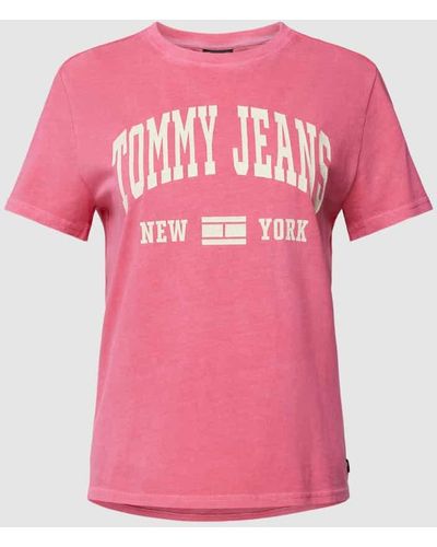 Tommy Hilfiger T-Shirt mit Label-Print - Pink