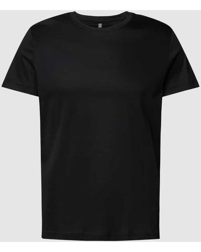 DESOTO T-Shirt mit geripptem Rundhalsausschnitt - Schwarz