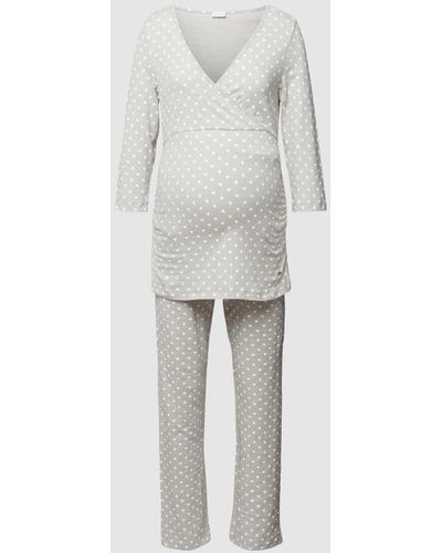 Lascana Umstands-Pyjama mit 3/4-Arm und Stillfunktion - Weiß