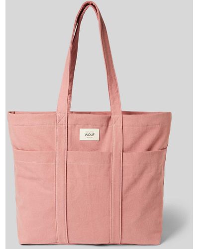 Wouf Handtasche mit Label-Patch Modell 'Sunrise' - Pink