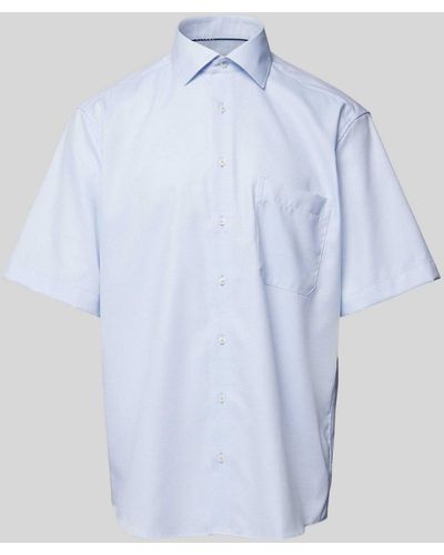 Eterna Comfort Fit Zakelijk Overhemd Met All-over Motief - Blauw