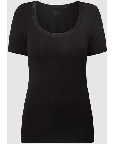 Ichi T-Shirt mit Stretch-Anteil Modell 'Zola' - Schwarz