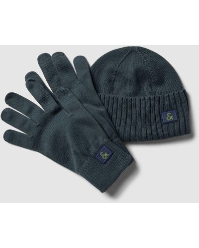 Jack & Jones Mütze und Handschuhe im Set Modell 'FANO' - Blau