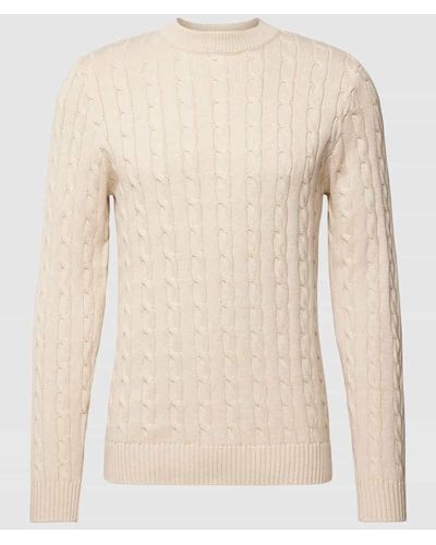 SELECTED Strickpullover mit Zopfmuster - Natur