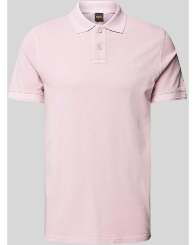 BOSS Regular Fit Poloshirt mit Label-Print Modell 'Prime' - Pink
