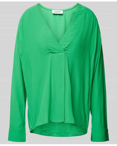 Esprit Bluse aus Viskose mit V-Ausschnitt - Grün