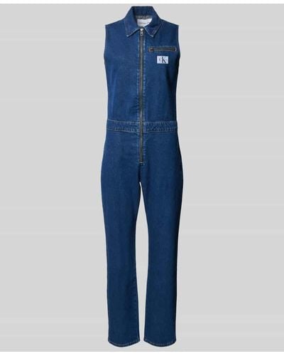 Calvin Klein Jumpsuit mit Umlegekragen - Blau