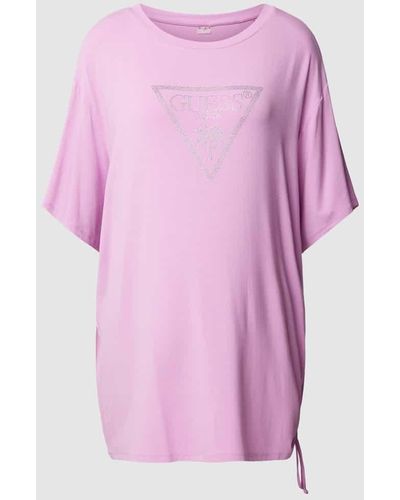 Guess T-Shirt mit Label-Print Modell 'COULISSE' - Pink
