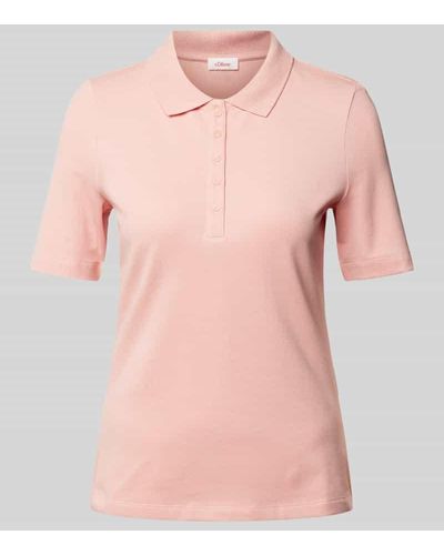 S.oliver Poloshirt in unifarbenem Design - Pink