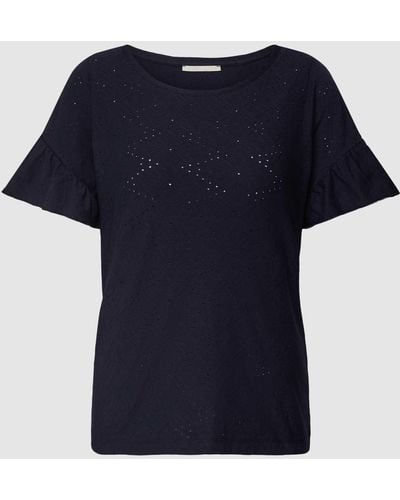 Edc By Esprit T-Shirt mit Strukturmuster - Blau