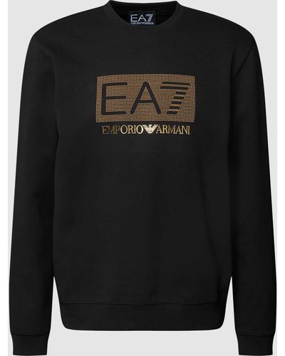 EA7 Sweatshirt Met Labeldetails - Zwart