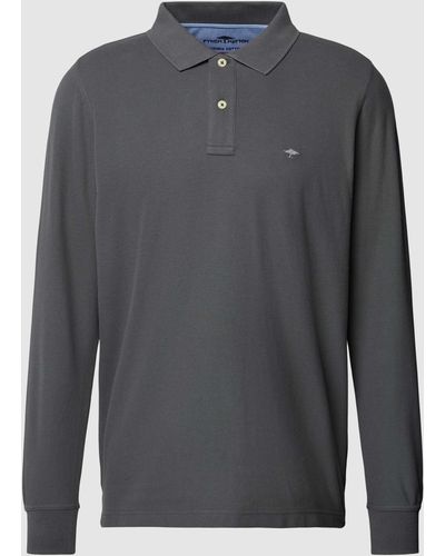 Fynch-Hatton Poloshirt Met Logostitching - Grijs