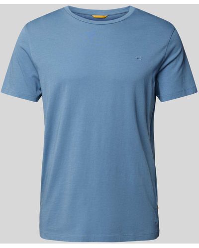 Camel Active T-shirt Met Labelstitching - Blauw