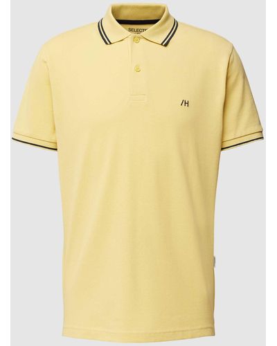 SELECTED Poloshirt mit Kontraststreifen - Gelb