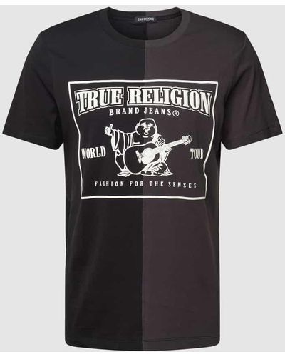 True Religion T-Shirt mit Logo-Print Modell 'SPLICED PUFF BUDDHA' - Schwarz