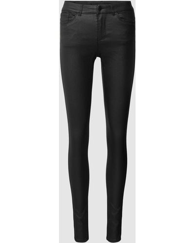 Vero Moda Skinny Fit Jeans in Leder-Optik Modell 'SEVEN' - Schwarz