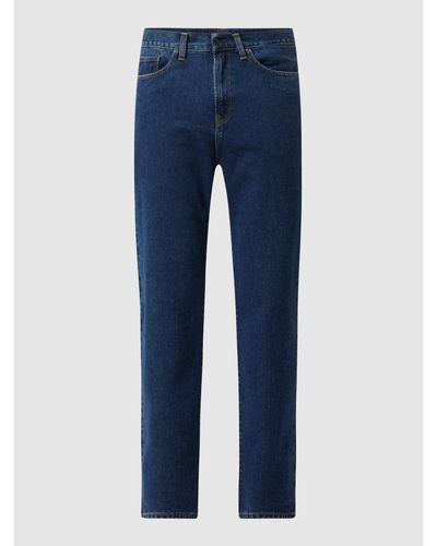 Carhartt Relaxed Straight Fit Jeans aus Bio-Baumwolle Modell 'Pontiac' - Blau