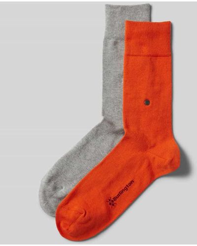 Burlington Socken mit elastischem Rippenbündchen im 2er-Pack - Orange
