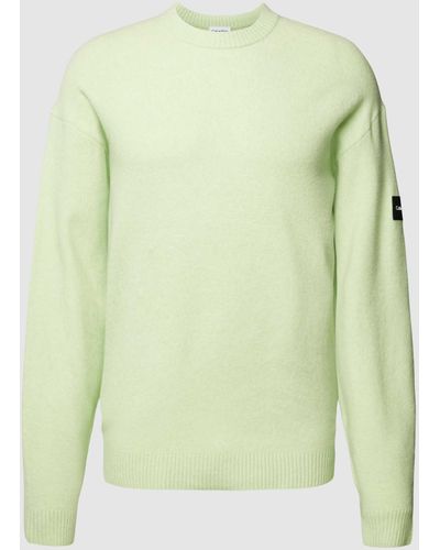 Calvin Klein Gebreide Pullover Met Ribboorden - Groen