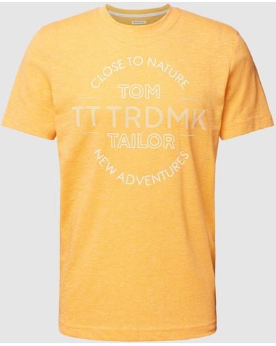 Tom Tailor T-shirt Met Labelprint - Geel