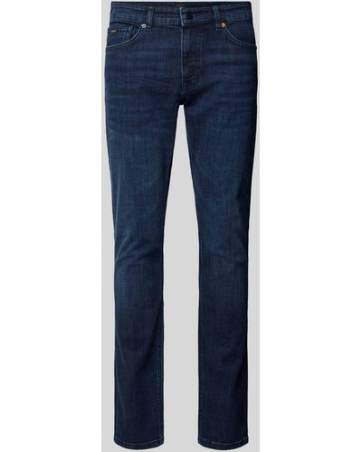 BOSS Slim Fit Jeans mit Label-Detail Modell 'Delaware' - Blau