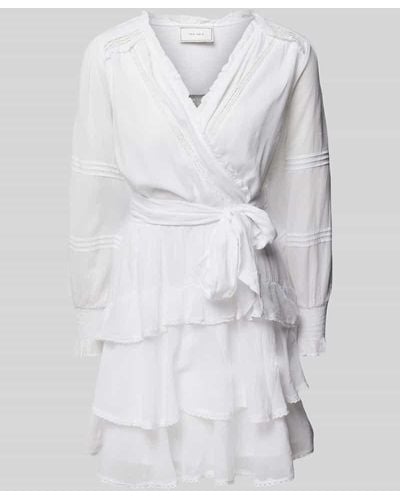 Neo Noir Knielanges Kleid mit V-Ausschnitt Modell 'Ada' - Grau