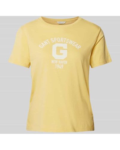 GANT T-Shirt mit Label-Print - Gelb