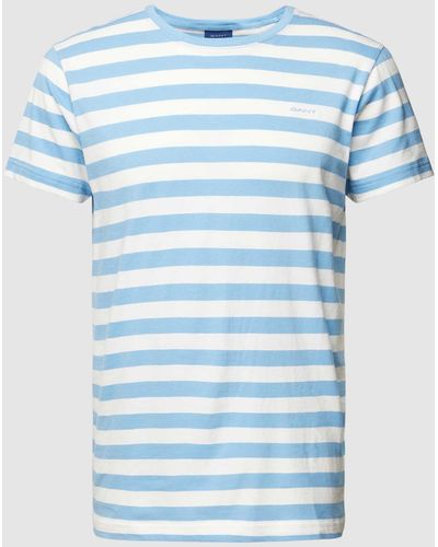 GANT T-shirt Met Streepmotief - Blauw