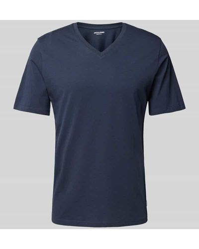 Jack & Jones T-Shirt mit Label-Detail Modell 'ORGANIC' - Blau