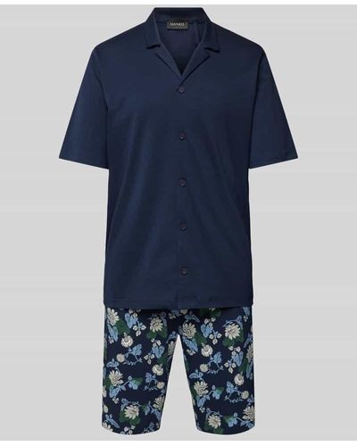 Hanro Pyjama mit Reverskragen - Blau
