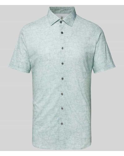 DESOTO Slim Fit Business-Hemd in Melange-Optik - Blau