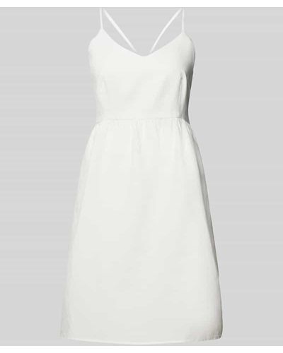 Marc O' Polo Knielanges Kleid aus Leinen-Baumwoll-Mix mit Cut Out - Weiß