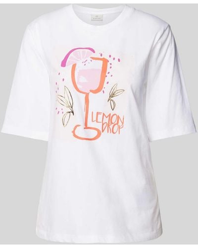 Kaffe T-Shirt mit Motiv-Print und Rundhalsausschnitt - Weiß