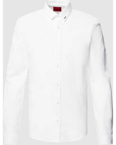 HUGO Freizeithemd mit Label-Applikation Modell 'Ero3' - Weiß