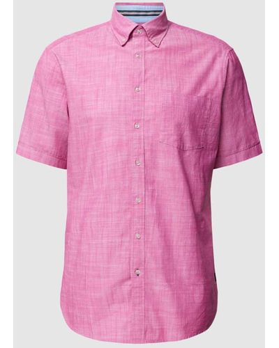 Christian Berg Men Freizeithemd mit Strukturmuster - Pink