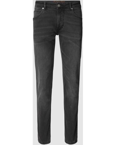 Christian Berg Men Straight Fit Jeans Met Merkdetail - Grijs