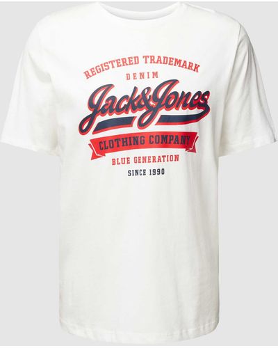 Jack & Jones T-shirt Met Labelprint - Wit
