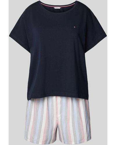 Tommy Hilfiger Pyjama mit Logo-Stitching - Blau