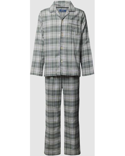 Polo Ralph Lauren Pyjama Met Tartanruit - Grijs