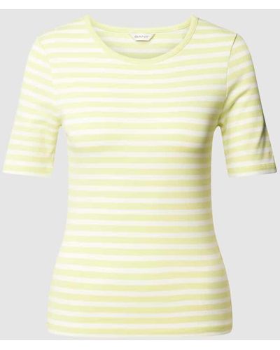 GANT Slim Fit T-Shirt mit Streifenmuster - Gelb