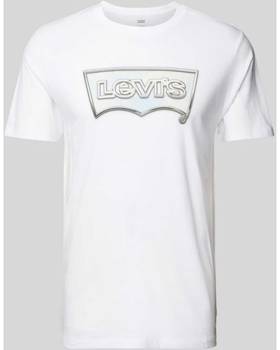 Levi's T-Shirt mit Label-Print und Rundhalsausschnitt - Weiß