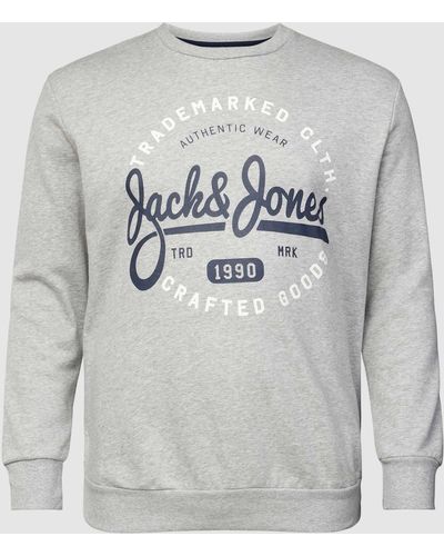 Jack & Jones Plus Size Sweatshirt Met Labelprint - Grijs
