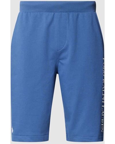 Polo Ralph Lauren Slim Fit Sweatshorts mit Label-Print Modell 'LOOPBACK' - Blau