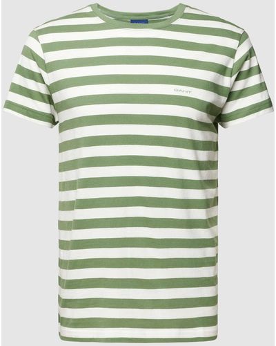GANT T-shirt Met Streepmotief - Groen